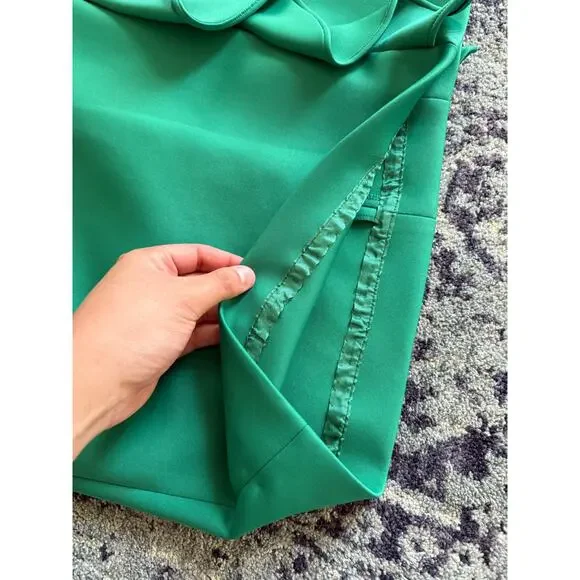 Green Preppy Ruffle Side Calvin Klein *HEMMED* Midi Length Dress Summer Formal - Picture 12 of 14